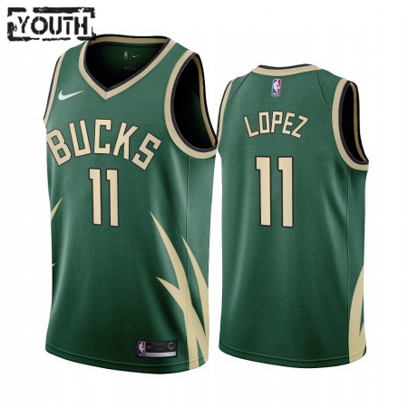 Camiseta Niños Milwaukee Bucks Brook Lopez 11 2020-21 Earned Edition Swingman